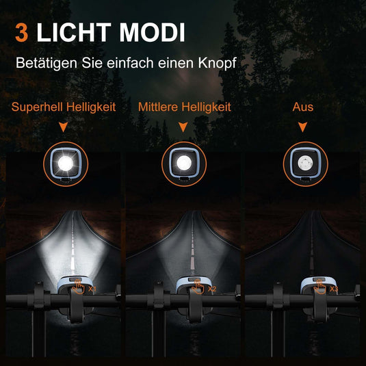 Antimi Fahrradleuchten-Set, StVZO-zugelassen Beleuchtungsset Led IPX5 Frontlicht + Rücklicht Fahrradlicht Set USB Typ C