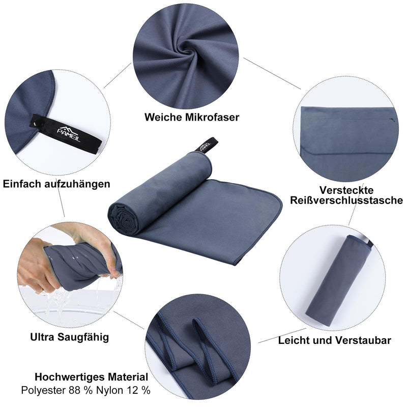Load image into Gallery viewer, Fitnesshanddoek Microvezel 120x50 cm Sneldrogend met Ritsvak – Sporthanddoek – Reishanddoek
