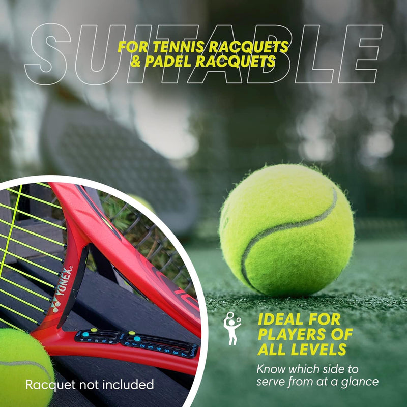 Laad afbeelding in Galerijviewer, Een close-up van de Scoring Right gebalanceerde tennis- en padelpuntenteller, eenvoudig te combineren op tennis- en padelrackets; perfect voor wedstrijdtennis. Scorebord is ITF-conform, licht (1,9g), racket niet inbegrepen.
