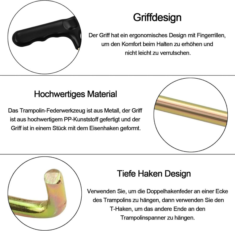Laden Sie das Bild in Galerie -Viewer, Trampoline veertrekkers 2 stuks met ergonomische T-handgreep – veerspanner – trampoline gereedschap
