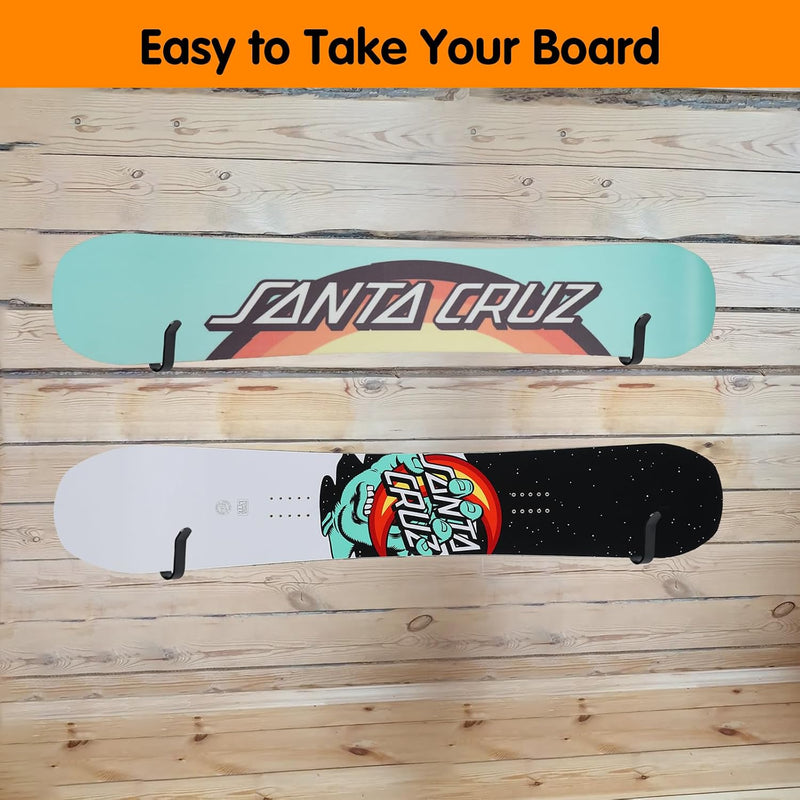 Chargez l'image dans la visionneuse de la galerie, Board wandhouders 4 stuks van metaal zwart – horizontale skateboard snowboard longboard houders
