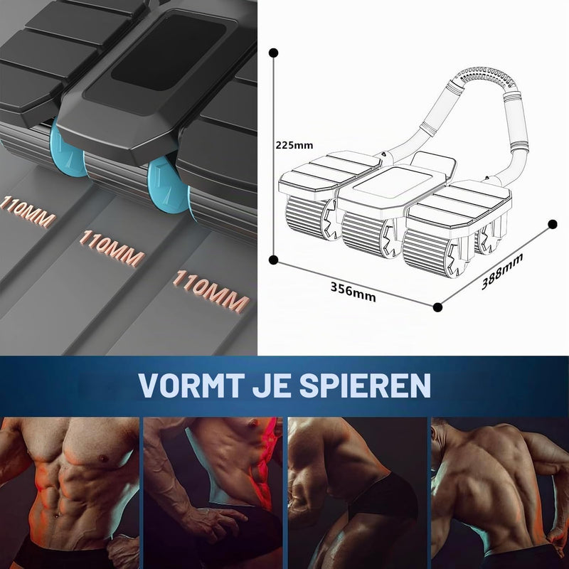 Load image into Gallery viewer, Ab roller met 6 wielen automatische rebound en display tot 150 kg – buikspiertrainer – ab wheel
