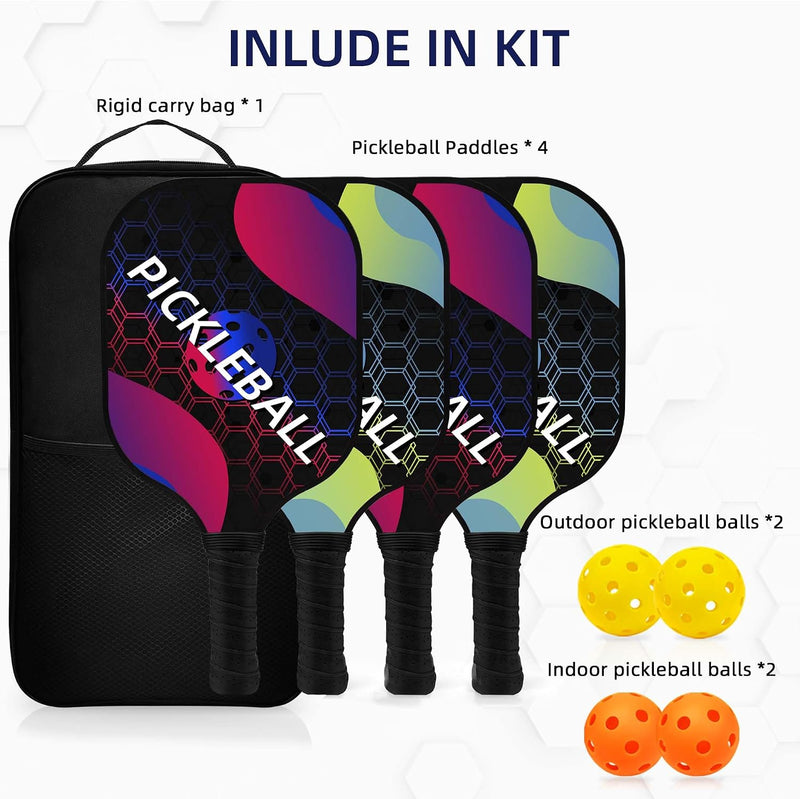 Laad afbeelding in Galerijviewer, Pickleball set met 4 rackets en 4 ballen
