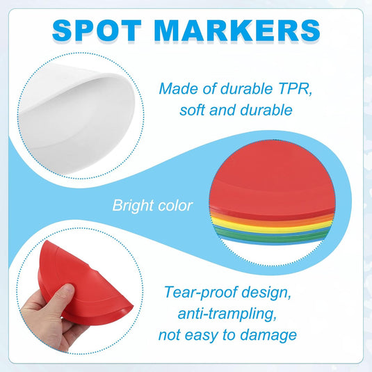 Vloermarkers 10 stuks 15,5 cm antislip wit – platte trainingskegels – voetbal basketbal accessoires