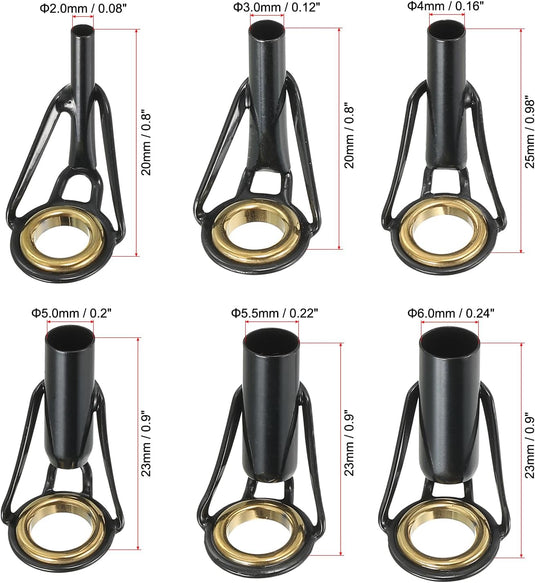 Hengel tip reparatieset (6 stuks) - Roestvrij stalen hengelogen 2-6 mm - Hengeloog vervanging zout- en zoetwater