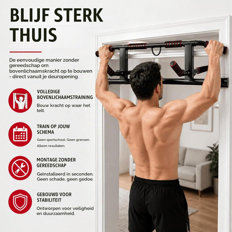 Laad afbeelding in Galerijviewer, Opvouwbare optrekstang voor deurkozijn zonder boren tot 200 kg – pull-up bar – calisthenics
