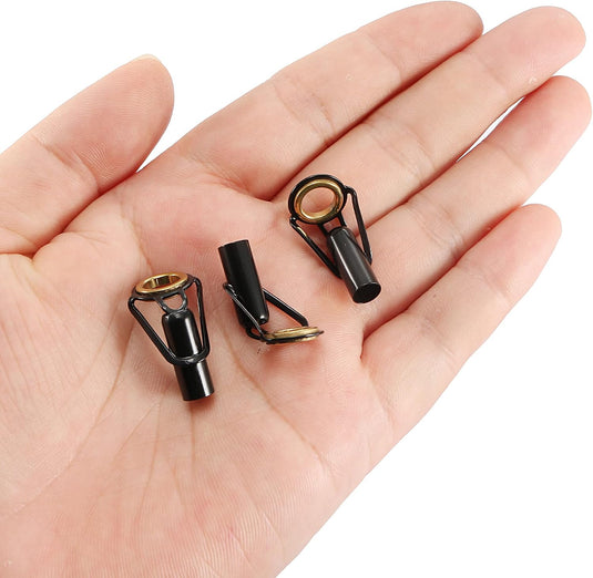 Hengel topogen 3 stuks 1 mm van roestvrij staal zwart-goud – hengeltop reparatieset – visaccessoires