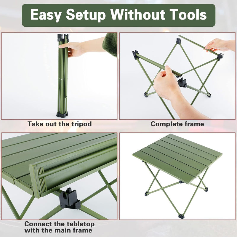 Load image into Gallery viewer, Frasheng Campingtafel, klaptafel, camping, draagbare campingtafel, inklapbaar met aluminium tafelblad, ultralicht, aluminium klaptafel met draagtas voor kamperen, wandelen, vissen, grillen
