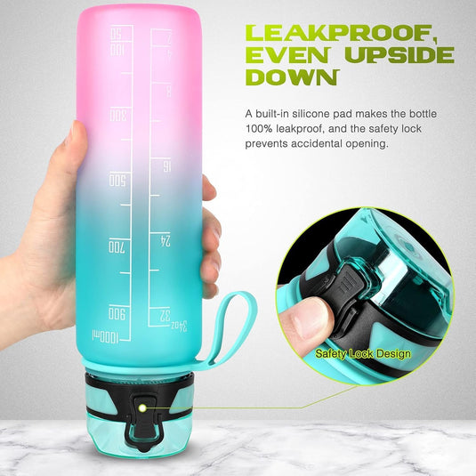 Drinkfles 1 liter BPA-vrij met antislip grip en lekvrije sluiting – waterfles – sportfles