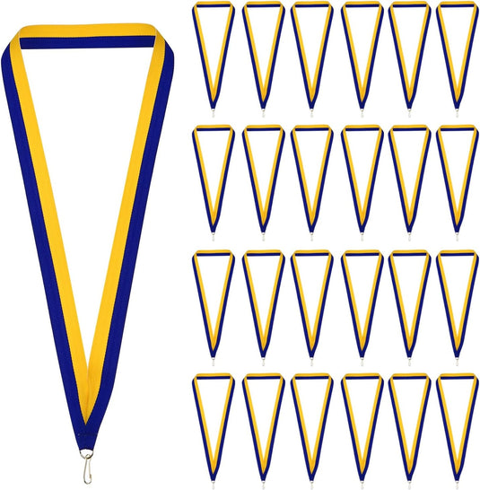 Medaille neklinten 66 stuks 43 x 2,2 cm blauw-geel met klikclip – award linten – sport accessoires