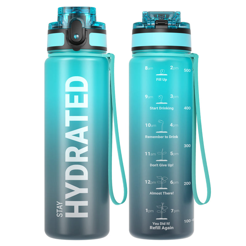 Load image into Gallery viewer, Drinkfles 750 ml BPA-vrij met tijdmarkeringen en lekvrije dop – waterfles – sportfles
