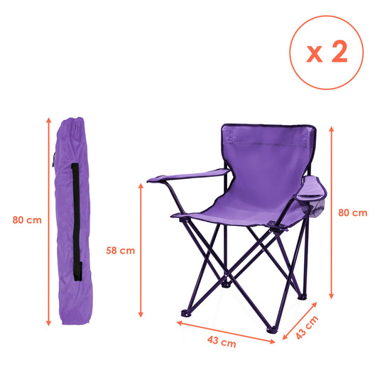 Campingstoelen Opvouwbaar 2 Stuks met Bekerhouder tot 100 kg – Vouwstoel – Kampeerstoel