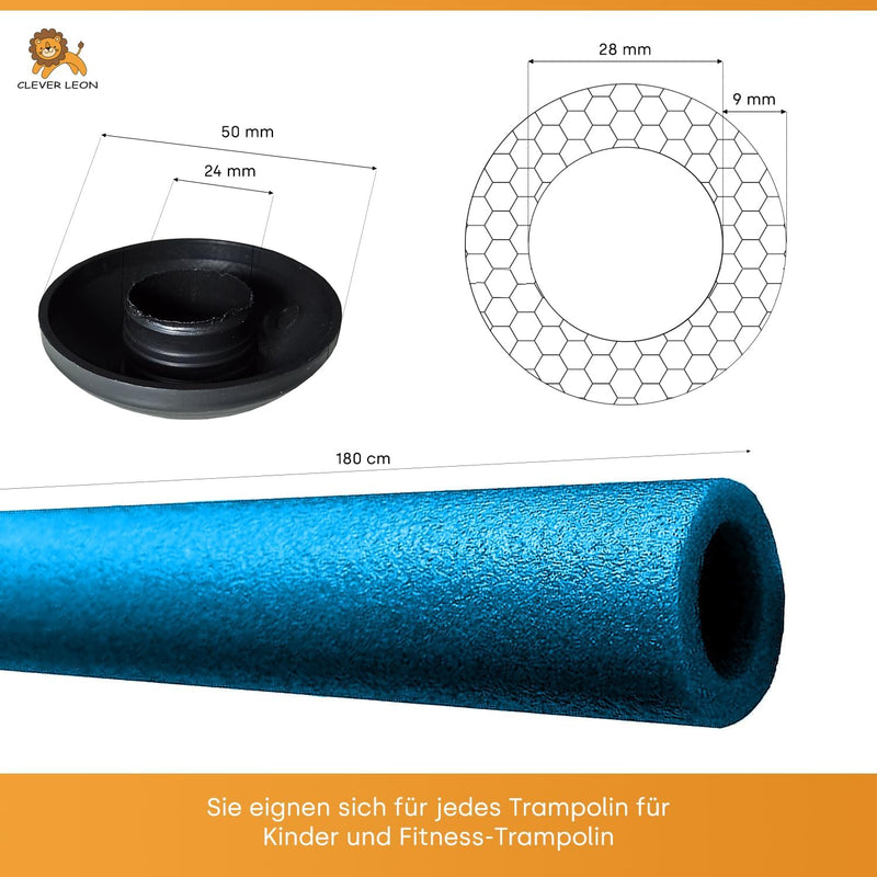 Załaduj obraz do przeglądarki galerii, Trampoline stangbescherming 8 stuks 180 cm van PE-schuim – schuimbuizen – trampoline accessoires
