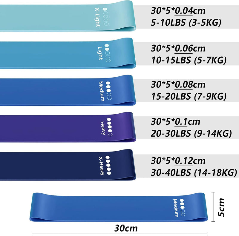 Load image into Gallery viewer, Resistance Band Set Van 5, Natuurlijk latex Weerstandsbanden, Resistance Band Set Met Oefeninstructies En Draagtas, Gymnastiekband Voor Yoga, Pilates, Fitness, thuis trainen, stretchen
