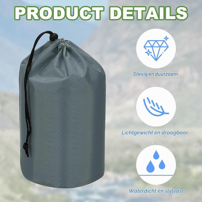 Load image into Gallery viewer, Waterdichte opbergzakken 2 stuks 13 x 25 cm met trekkoord donkergrijs – stuff sacks – camping accessoires
