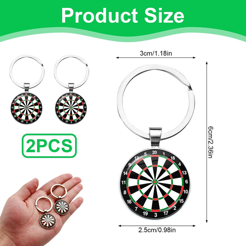 Załaduj obraz w przeglądarce galerii, Breloczki z tarczą do darta, 2 sztuki, z metalu i szkła, z miniaturową tarczą o średnicy 2,5 cm – breloczki do darta – prezent dla miłośnika darta
