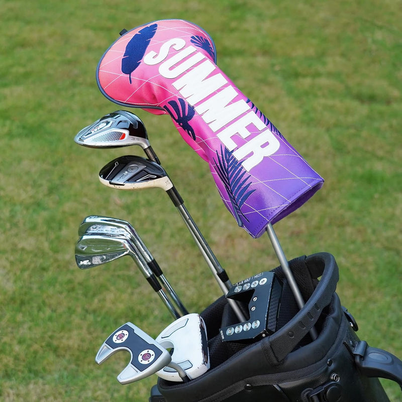 Laden Sie das Bild in Galerie -Viewer, Golfclub-Schutzhülle aus Kunstleder mit sommerlicher Stickerei für 460cc-Driver – Driverhülle – Golfzubehör
