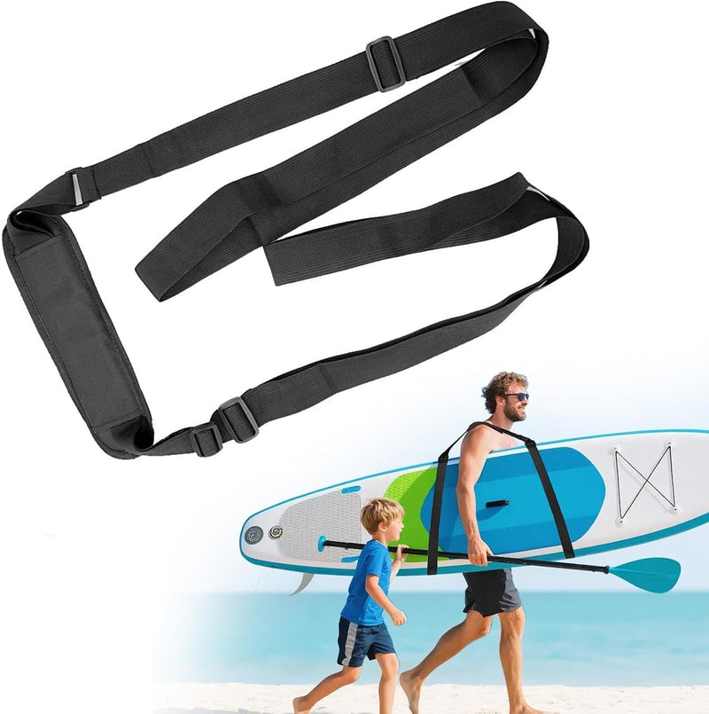 Laden Sie das Bild in Galerie -Viewer, Verstelbare draagriem voor surfplank SUP kajak en longboard – gevoerde schouderriem – zwart
