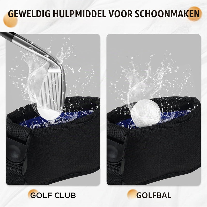 Chargez l'image dans la visionneuse de la galerie, Sac de nettoyage pour clubs de golf avec doublure intérieure étanche et clip amovible - nettoyeur de balles de golf - entretien du matériel de golf
