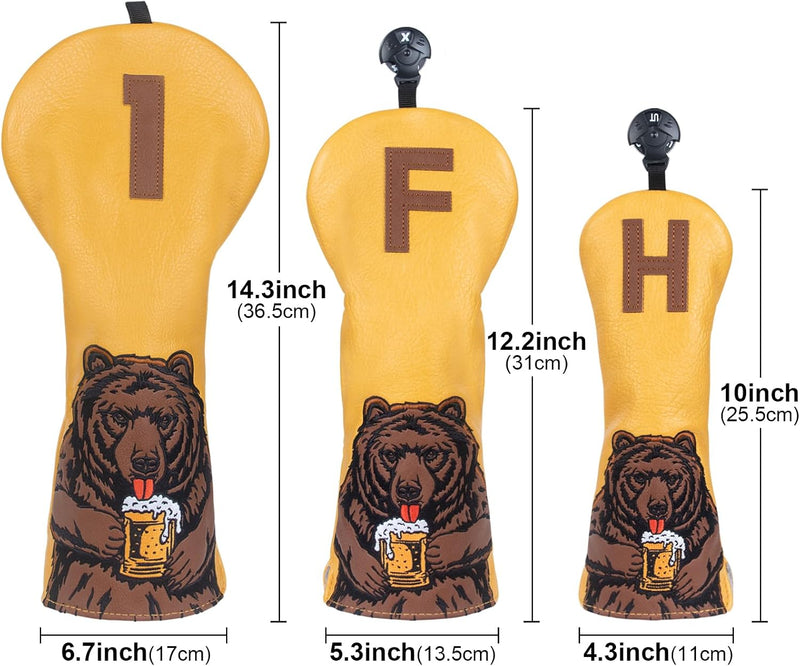 Load image into Gallery viewer, Golf putter beschermhoes met bierdrinkende beer borduurwerk voor DF3 hamerputters – mallet headcover – putterbescherming
