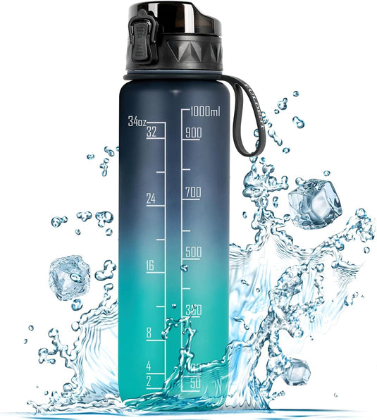 Drinkfles 1 liter BPA-vrij met antislip grip en lekvrije sluiting – waterfles – sportfles