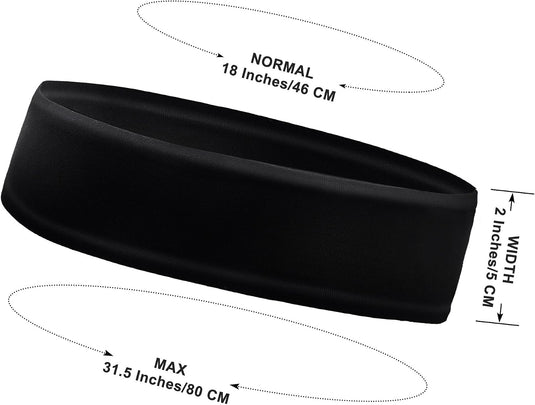ipow 2 stuks sporthoofdband, zweetband, antislip, uniseks, ideaal voor tennis, hardlopen, crossfit, fitness voor dames en heren, zwart