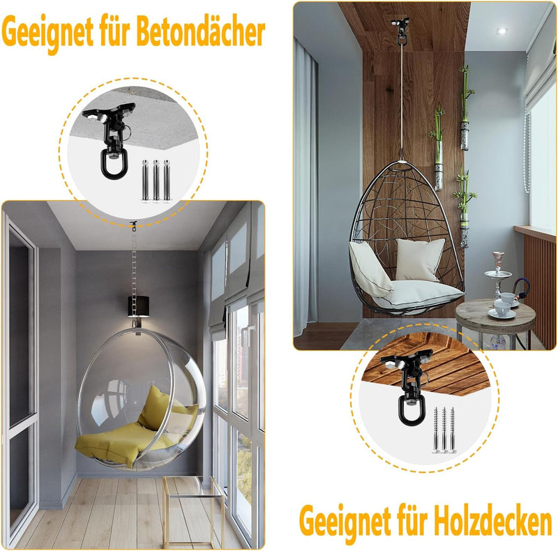 Chargez l'image dans la visionneuse de la galerie, Schommelhaken 2 stuks 360° draaibaar van roestvrij staal tot 400 kg – ophanghaken – schommel accessoires
