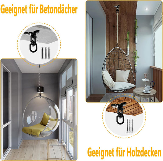 Schommelhaken 2 stuks 360° draaibaar van roestvrij staal tot 400 kg – ophanghaken – schommel accessoires