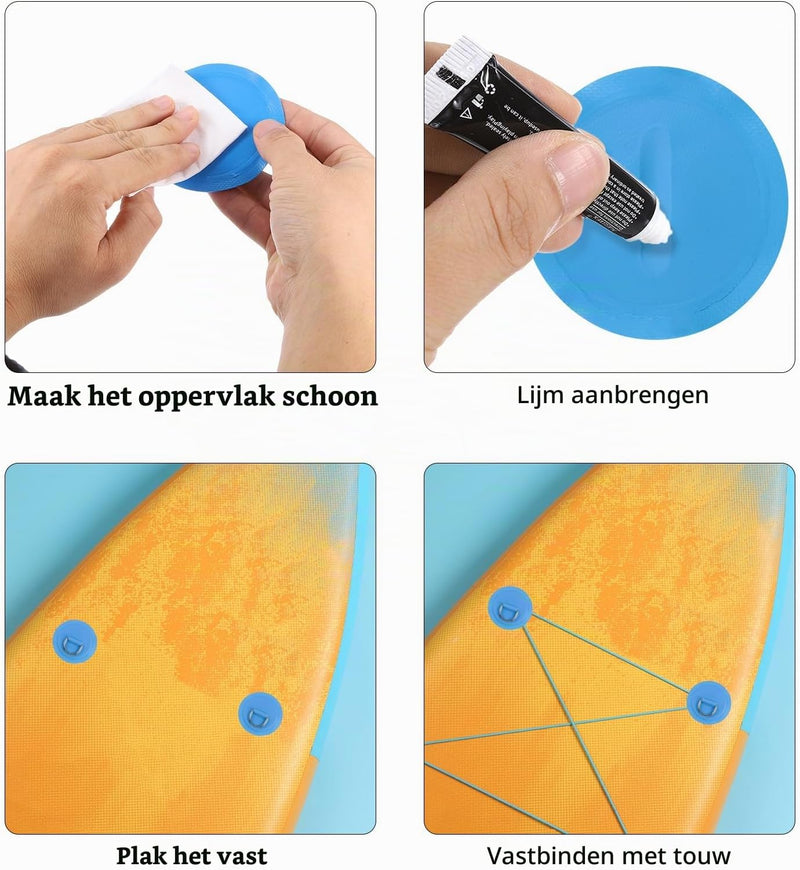 Załaduj obraz do przeglądarki galerii, D-ring bevestigingspads 6 stuks 8 cm van PVC grijs – roestvrijstalen bevestigingsringen – SUP kajak accessoires
