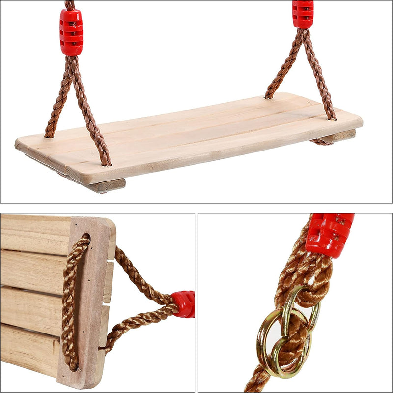 Laden Sie das Bild in Galerie -Viewer, Trapezeschommel met houten stang en gymnastiekringen tot 120 kg – turnringen – schommel accessoires

