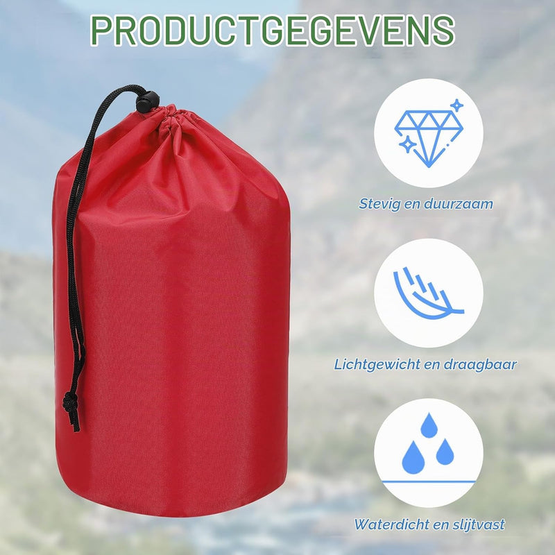 Load image into Gallery viewer, Waterdichte opbergzakken 2 stuks 13 x 25 cm met trekkoord donkergrijs – stuff sacks – camping accessoires
