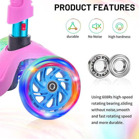 DBREAKS Lichtgevende stuntstep, wielen met ledverlichting, 100 mm, ABEC, 9 kogellagers, hardheid 88A, geschikt voor alle scooters (zwart)