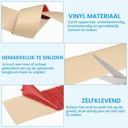 Zelfklevende vloer overgangsstrip 7,6 cm x 1 m - Vinyl laminaat afdekstrip & naadprofiel - Vloerovergangsstrip drempelprofiel