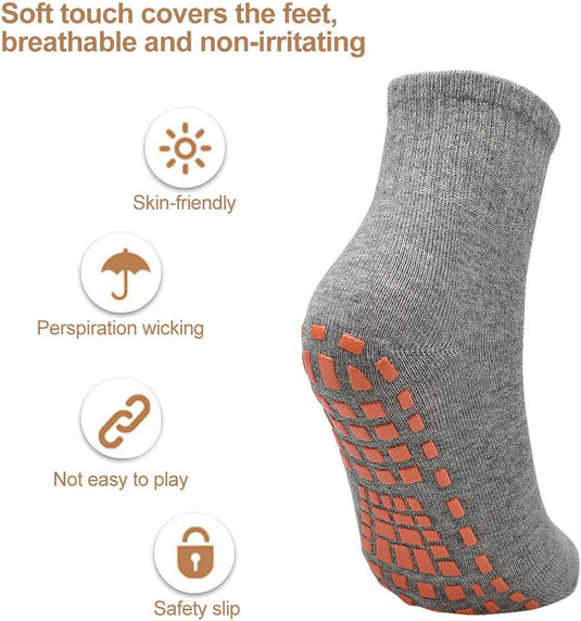 2 paar dames heren antislip grip sokken ABS sport sokken voor yoga pilates barre trampoline fitness vechtsporten ziekenhuis thuis wandelen sokken met handgrepen