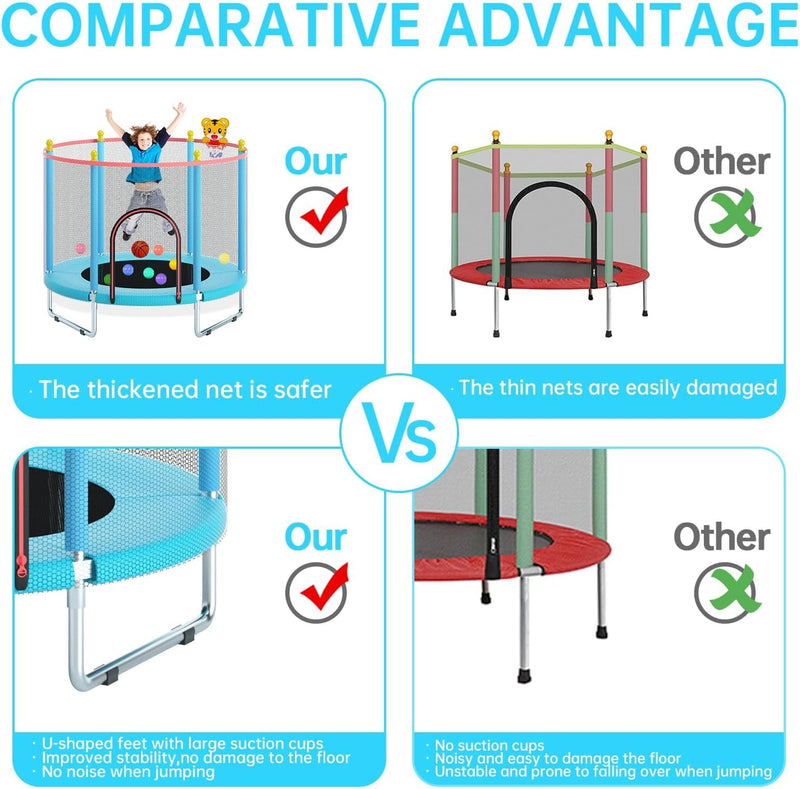 Chargez l'image dans la visionneuse de la galerie, Kindertrampoline 150 cm met veiligheidsnet en basketbalmand tot 200 kg – trampoline – indoor outdoor
