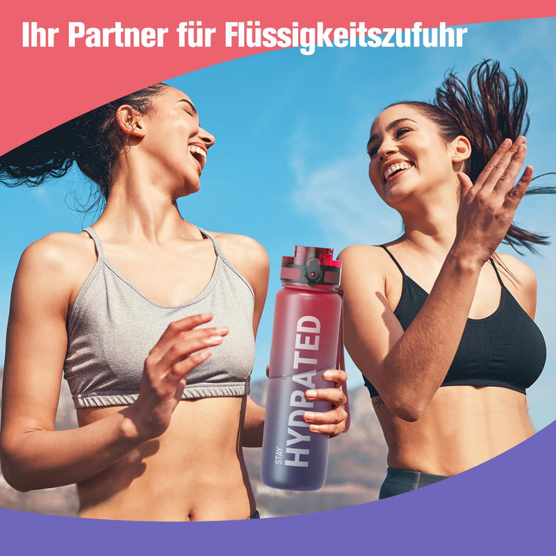 Load image into Gallery viewer, Drinkfles 750 ml BPA-vrij met tijdmarkeringen en lekvrije dop – waterfles – sportfles
