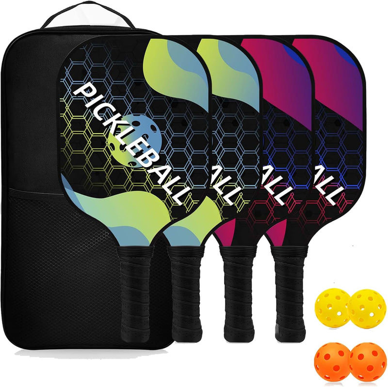 Laad afbeelding in Galerijviewer, Pickleball set met 4 rackets en 4 ballen
