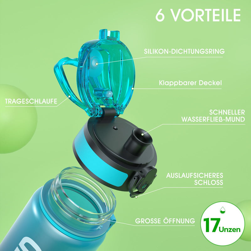 Load image into Gallery viewer, Drinkfles 750 ml BPA-vrij met tijdmarkeringen en lekvrije dop – waterfles – sportfles
