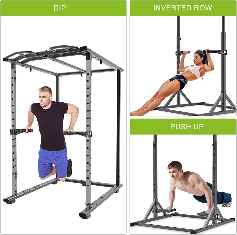 Laden Sie das Bild in Galerie -Viewer, Dip Bar Attachment voor 5 x 5 cm Power Rack, antislip brede en smalle handgrepen, 226 kg capaciteit, squat rack bevestiging voor dips, inverted rows, push-ups

