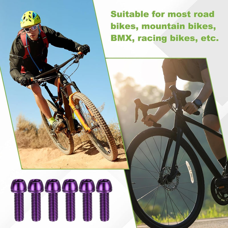 Load image into Gallery viewer, Fietsstuurpen bouten 6 stuks M6 x 20 mm paars met ringen en inbussleutel – fietsbouten – BMX MTB accessoires
