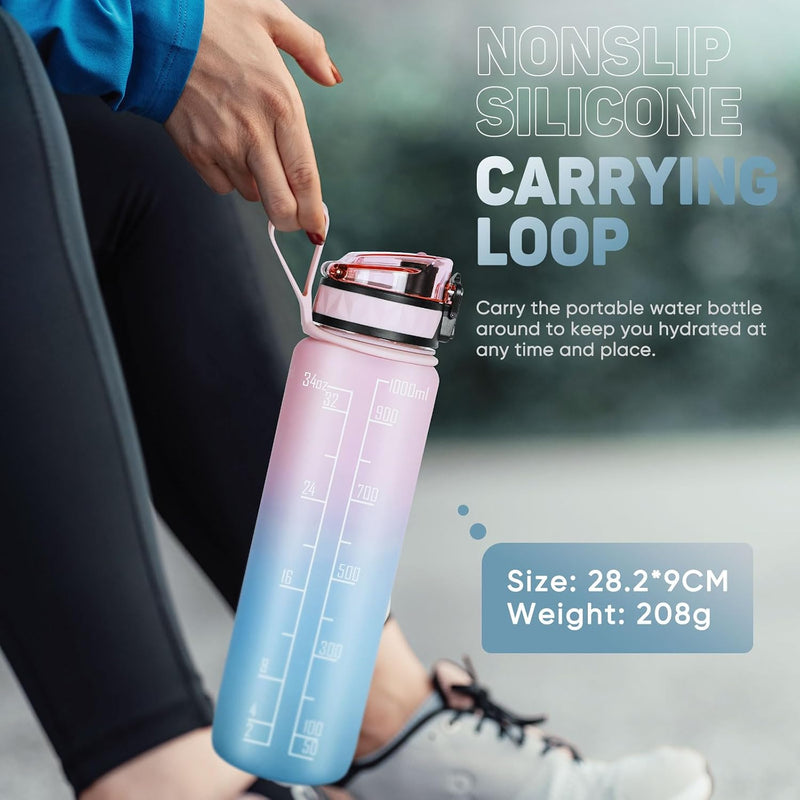Chargez l'image dans la visionneuse de la galerie, Drinkfles 1 liter BPA-vrij met antislip grip en lekvrije sluiting – waterfles – sportfles
