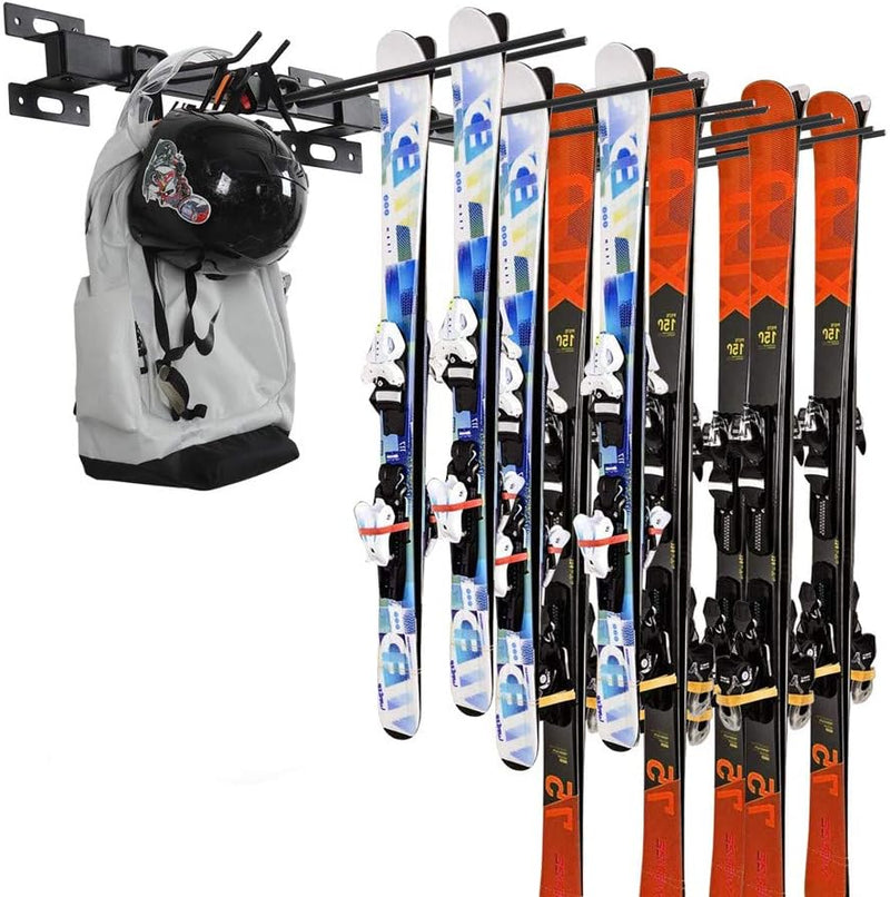 Laad afbeelding in Galerijviewer, ANTOPY Ski Storage Rack for Garage Ski Storage Wall Mount Metal Ski Rack Holder Wall, Holds Up to 10 Pairs of Skis 200lbs for Garage Home Storage Organizer System Snowboard Hanger Tool Storage Racks
