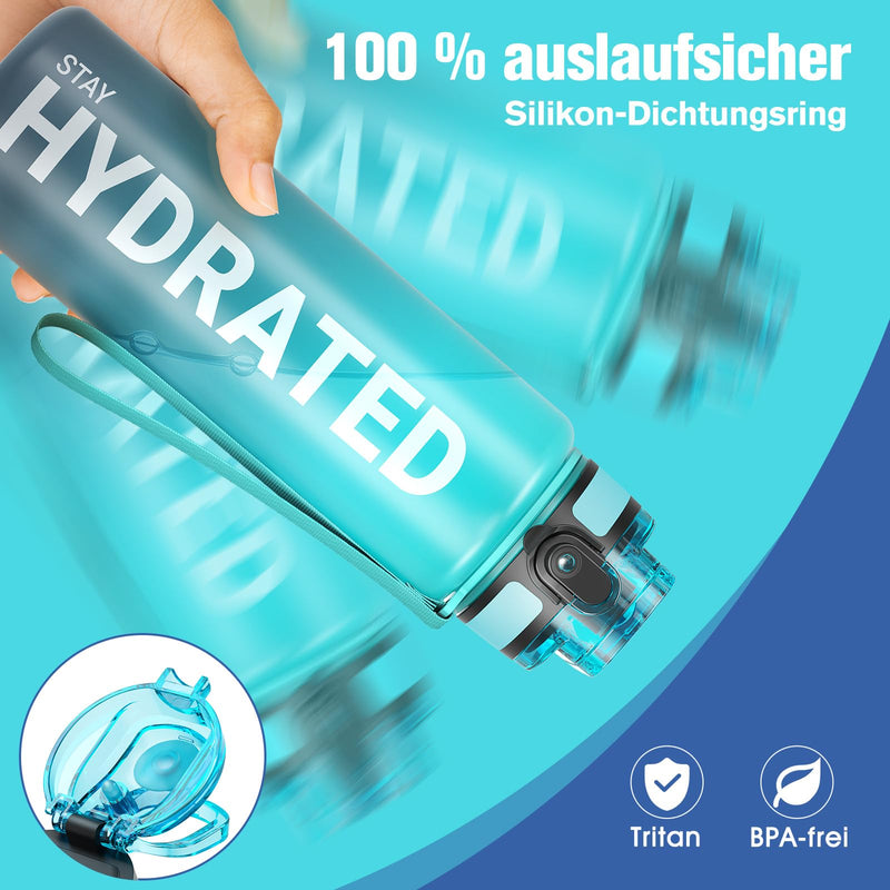 Load image into Gallery viewer, Drinkfles 750 ml BPA-vrij met tijdmarkeringen en lekvrije dop – waterfles – sportfles

