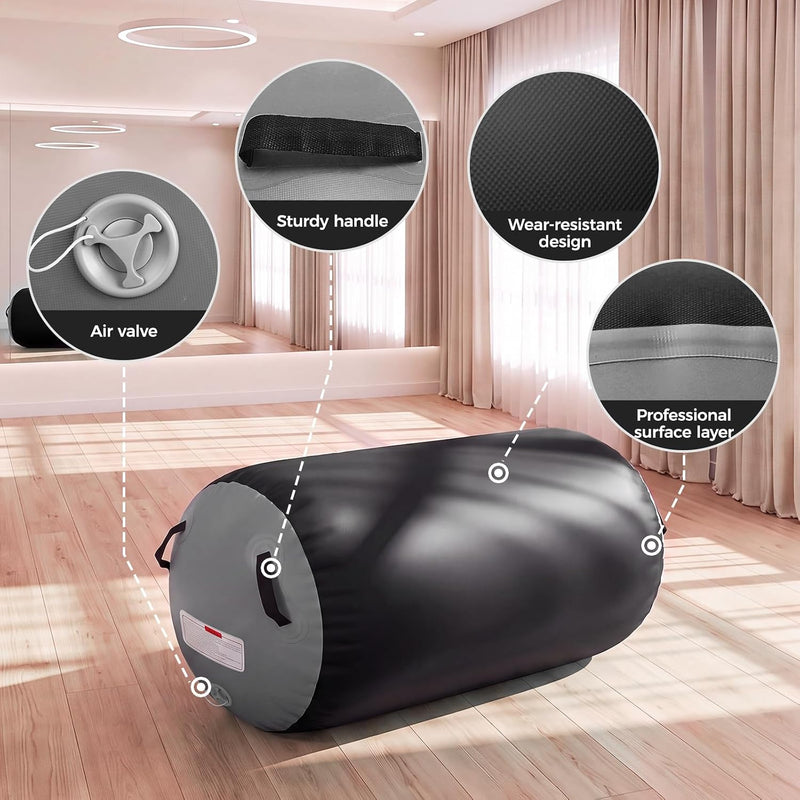 Laden Sie das Bild in Galerie -Viewer, Opblaasbare turnmat 3 m met air roller – 10 cm dik – gymnastiekmat met elektrische pomp voor tumbling en cheerleading
