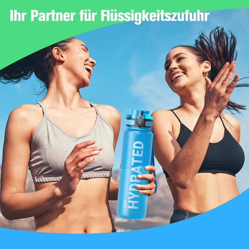 Load image into Gallery viewer, Drinkfles 750 ml BPA-vrij met tijdmarkeringen en lekvrije dop – waterfles – sportfles
