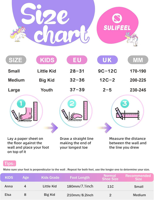 SULIFEEL Rainbow Unicorn Verstelbare zwarte rolschaatsen voor kinderen, met lichtgevende wielen, voor jongens