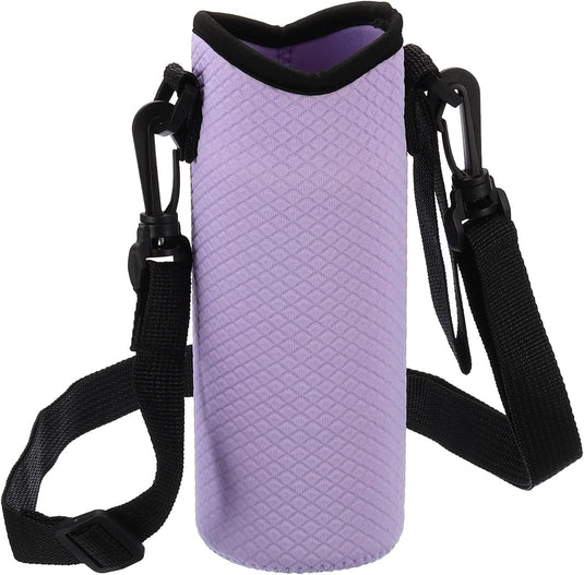 Neopreen waterfles sling bag 66x185 mm - Geïsoleerde flessenhouder met verstelbare schouderriem - Waterfles draagtas kamperen & wandelen