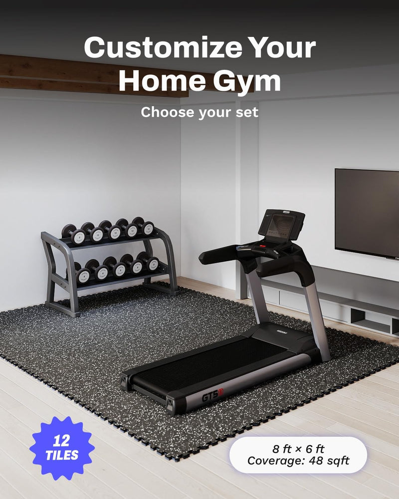 Laden Sie das Bild in Galerie -Viewer, Puzzelmat fitness 12 stuks – 60 x 60 x 1,4 cm – antislip rubber en EVA vloerbescherming voor homegym – zwart/wit
