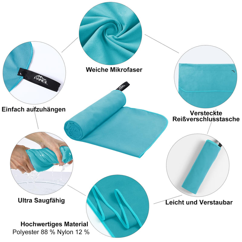 Load image into Gallery viewer, Fitnesshanddoek Microvezel 120x50 cm Sneldrogend met Ritsvak – Sporthanddoek – Reishanddoek
