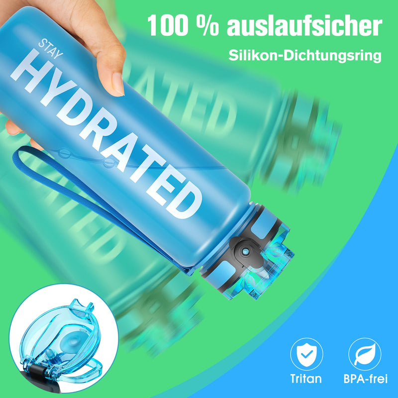 Load image into Gallery viewer, Drinkfles 750 ml BPA-vrij met tijdmarkeringen en lekvrije dop – waterfles – sportfles
